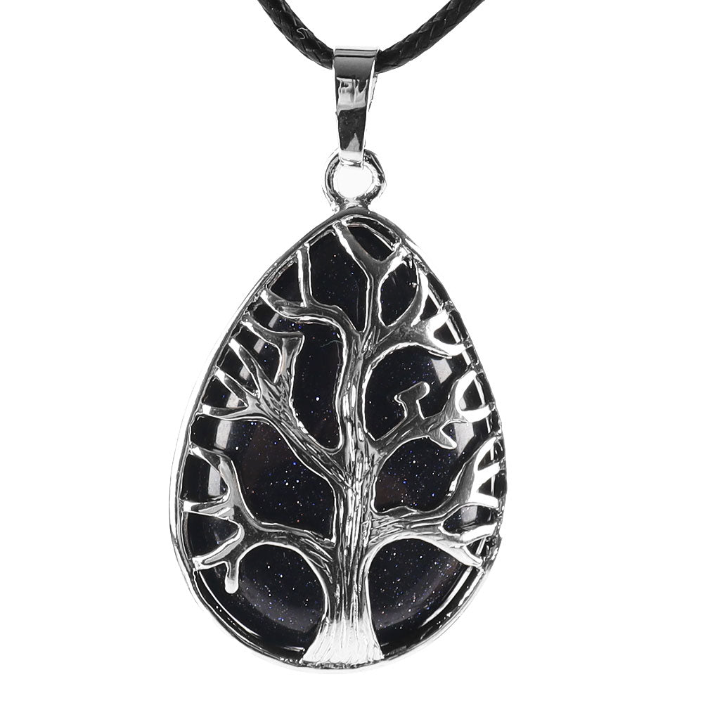 Amethyst Tree of Life Pendant 1.02 Inch Teardrop Crystal