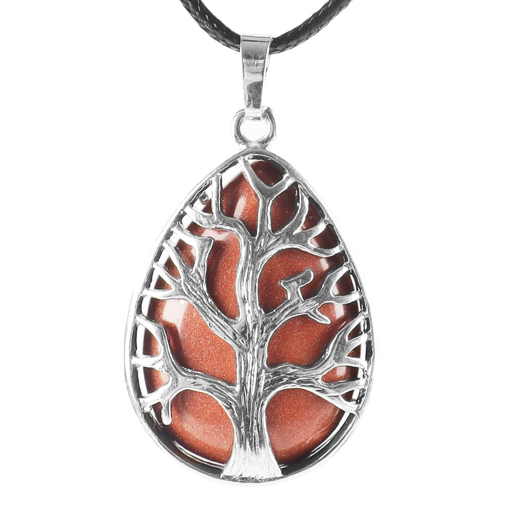 Amethyst Tree of Life Pendant 1.02 Inch Teardrop Crystal