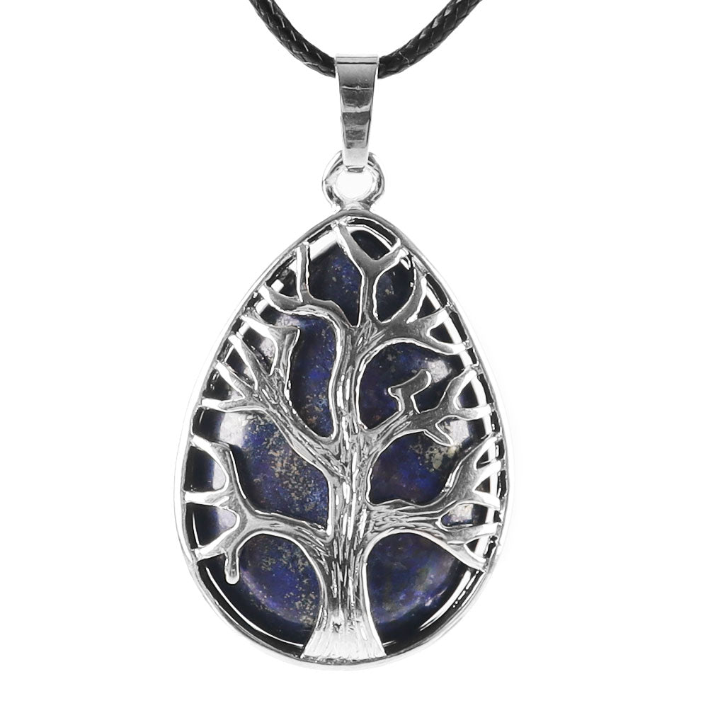 Amethyst Tree of Life Pendant 1.02 Inch Teardrop Crystal