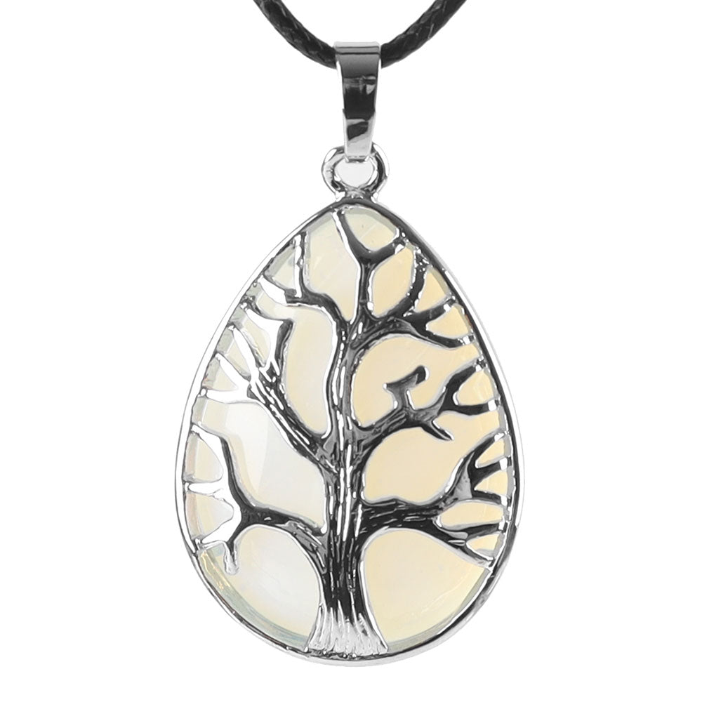 Amethyst Tree of Life Pendant 1.02 Inch Teardrop Crystal