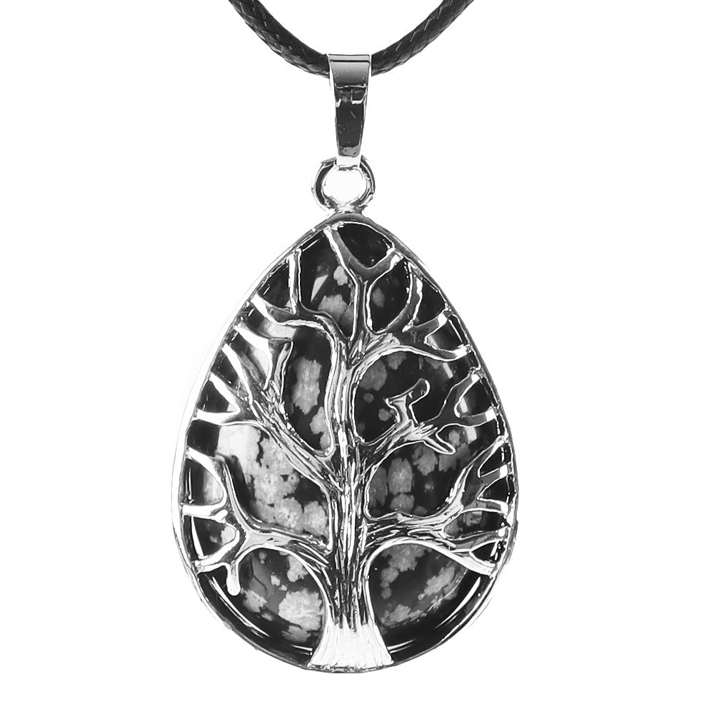 Amethyst Tree of Life Pendant 1.02 Inch Teardrop Crystal