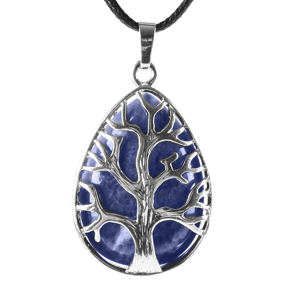 Amethyst Tree of Life Pendant 1.02 Inch Teardrop Crystal
