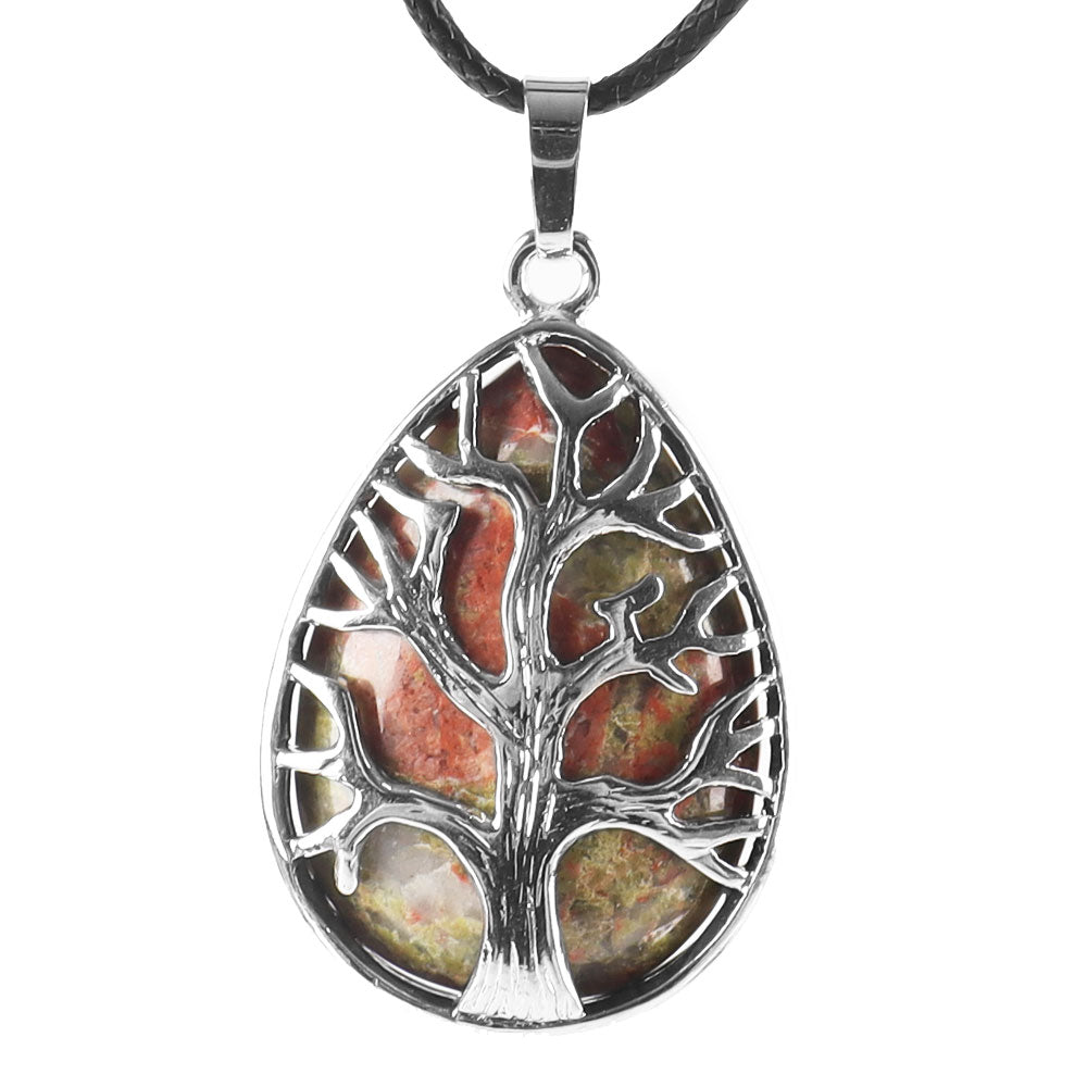 Amethyst Tree of Life Pendant 1.02 Inch Teardrop Crystal