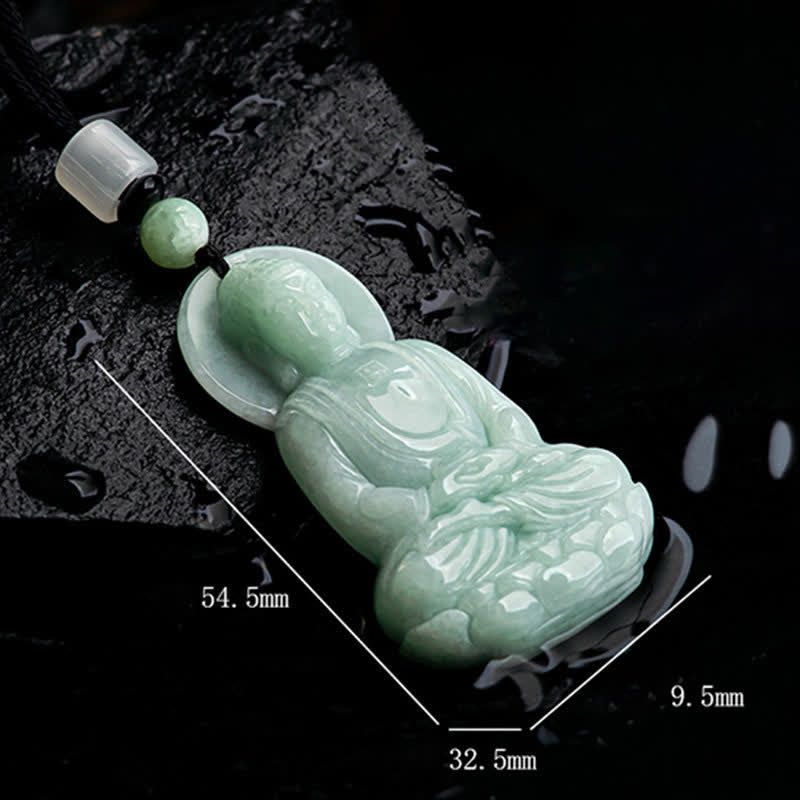 Collier amulette en jade du Bouddha Amitabha, symbole de compassion