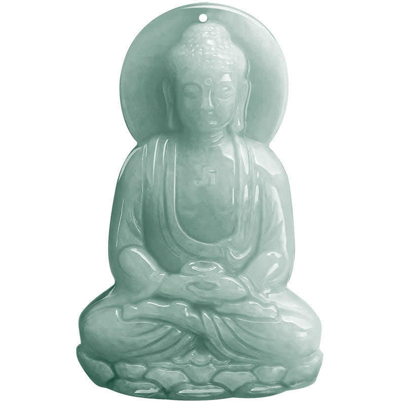 Collier amulette en jade du Bouddha Amitabha, symbole de compassion