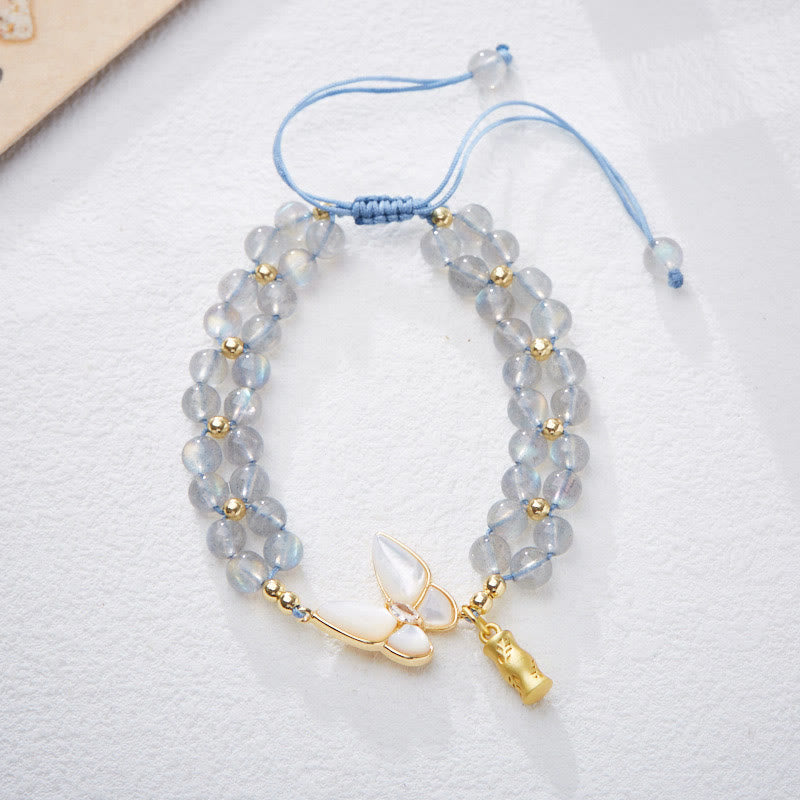 Bracelet de guérison en aigue-marine et améthyste et pierre de lune | Perles de 5 à 6 mm