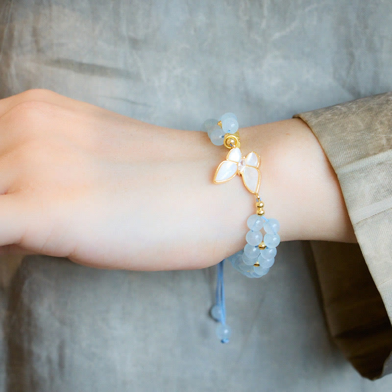 Bracelet de guérison en aigue-marine et améthyste et pierre de lune | Perles de 5 à 6 mm