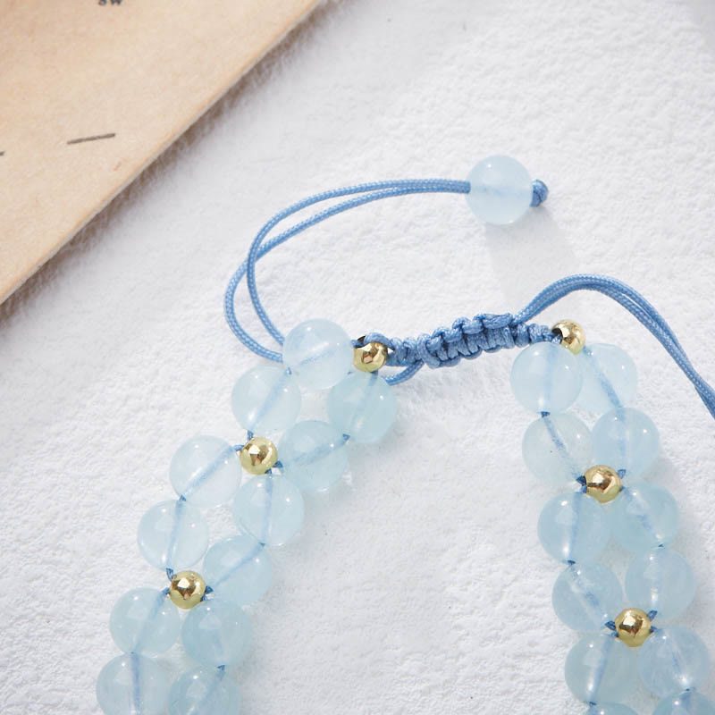 Bracelet de guérison en aigue-marine et améthyste et pierre de lune | Perles de 5 à 6 mm