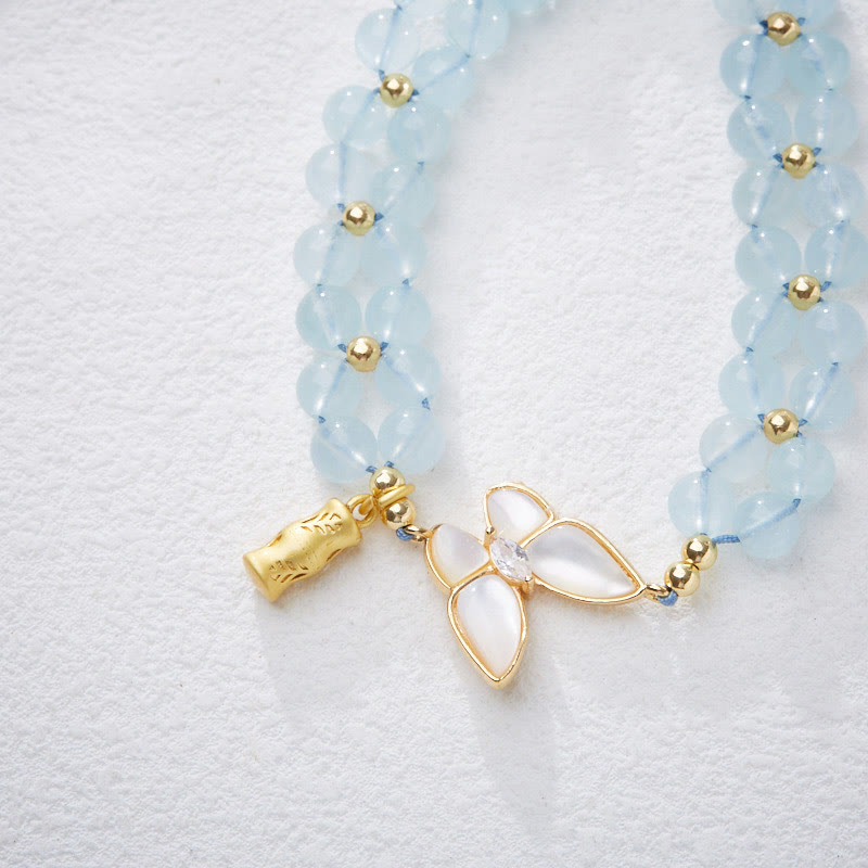 Bracelet de guérison en aigue-marine et améthyste et pierre de lune | Perles de 5 à 6 mm