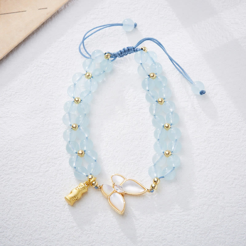 Bracelet de guérison en aigue-marine et améthyste et pierre de lune | Perles de 5 à 6 mm