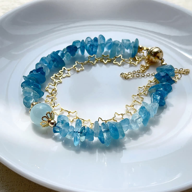 Bracelet de gravier de guérison en aigue-marine