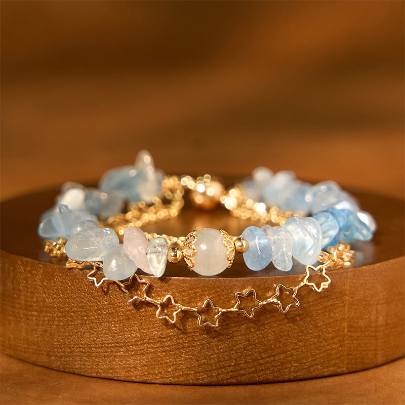 Bracelet de gravier de guérison en aigue-marine