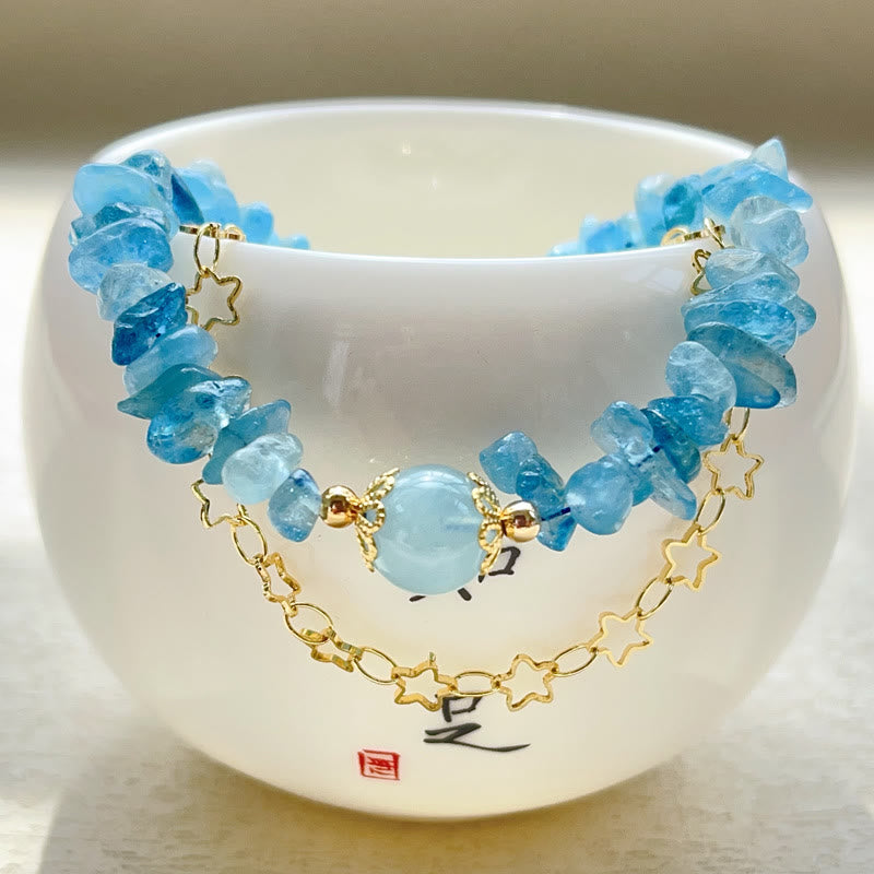 Bracelet de gravier de guérison en aigue-marine