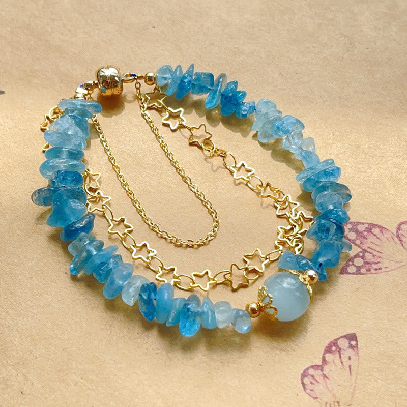 Bracelet de gravier de guérison en aigue-marine