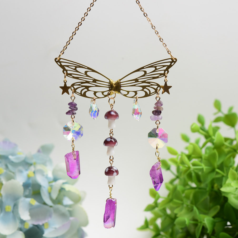 Aura Crystal Metal Butterfly Hanging Ornament 3x6 inches