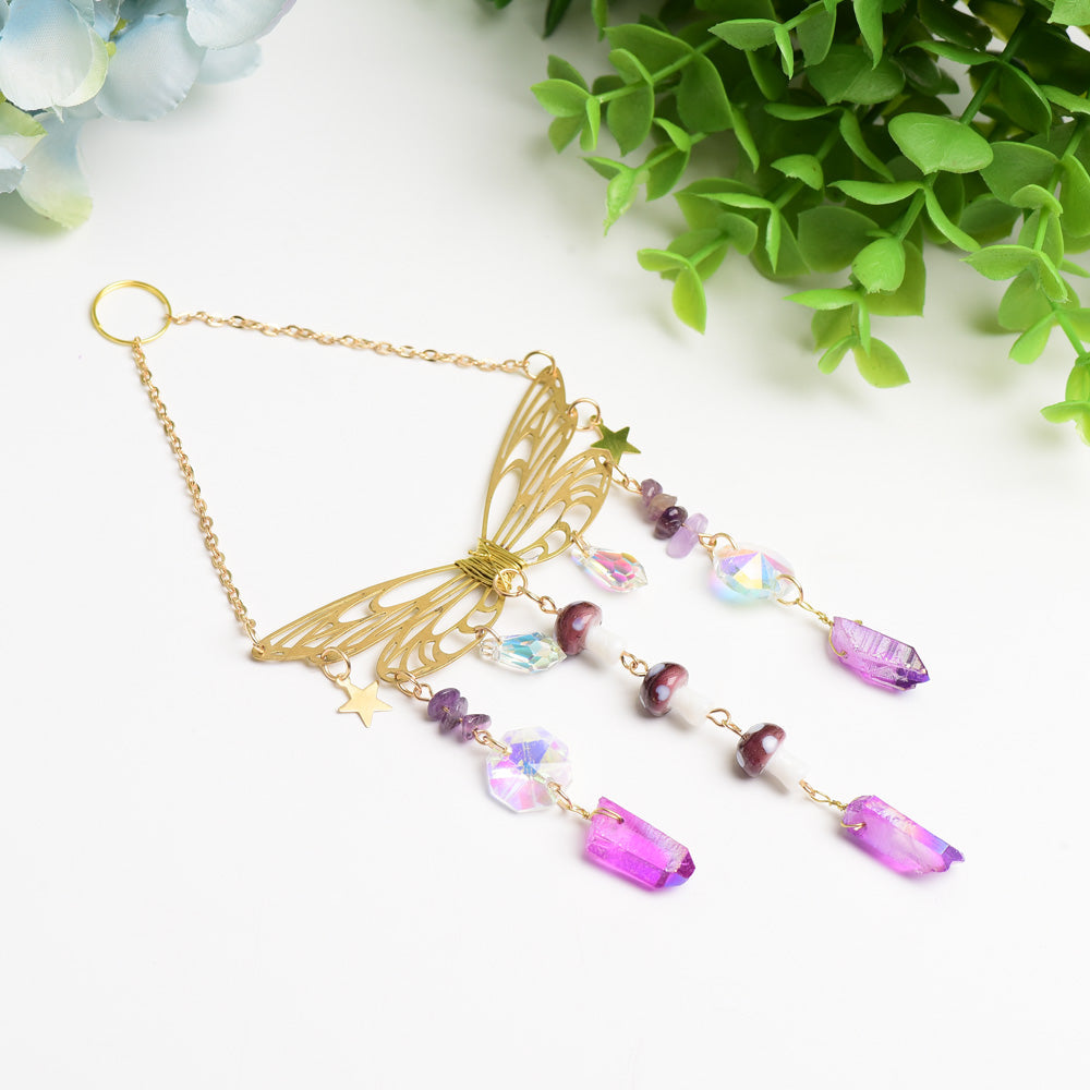 Aura Crystal Metal Butterfly Hanging Ornament 3x6 inches