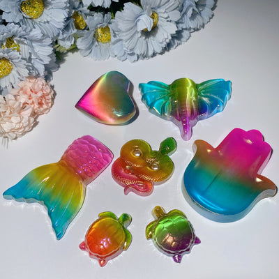 Figurines en cristal de sélénite Aura de 1,7 à 3,8 pouces, sculptures de guérison