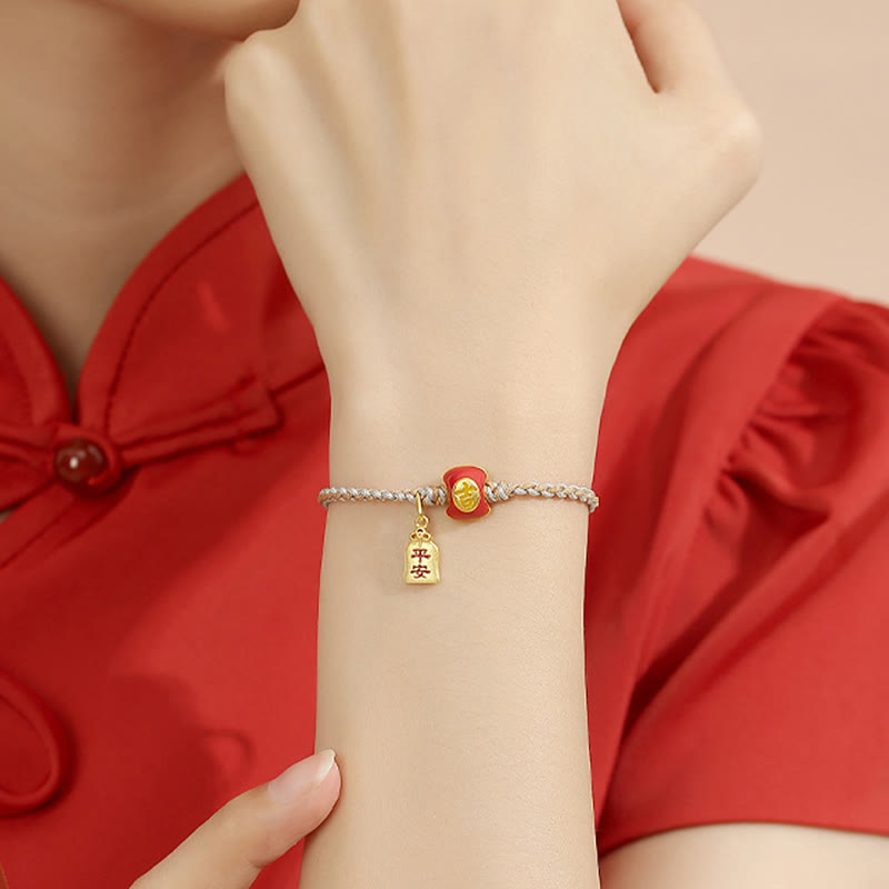 Bracelet spirituel de caractère chinois de bon augure en argent 925