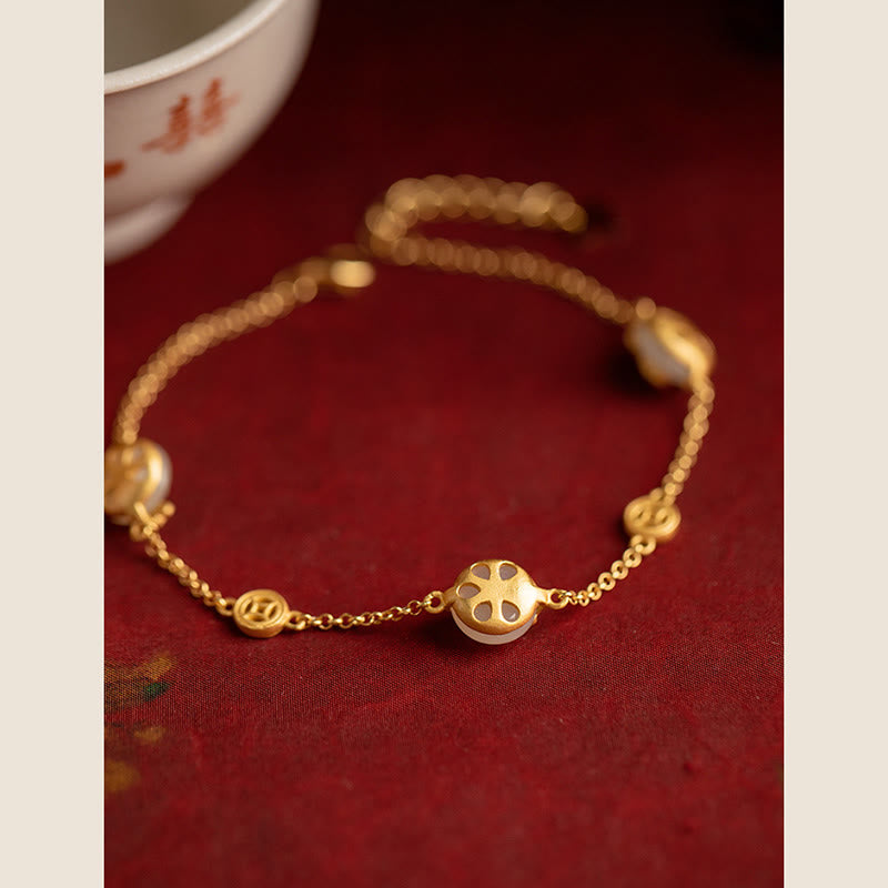 Bracelet porte-bonheur en jade nuages ​​propices pour la prospérité