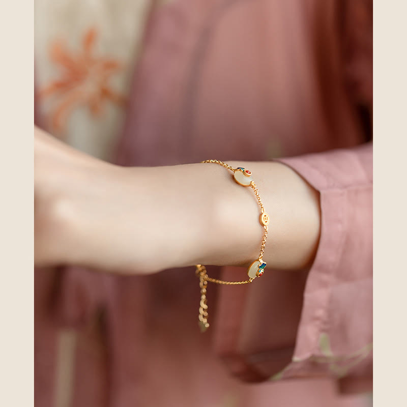 Bracelet porte-bonheur en jade nuages ​​propices pour la prospérité