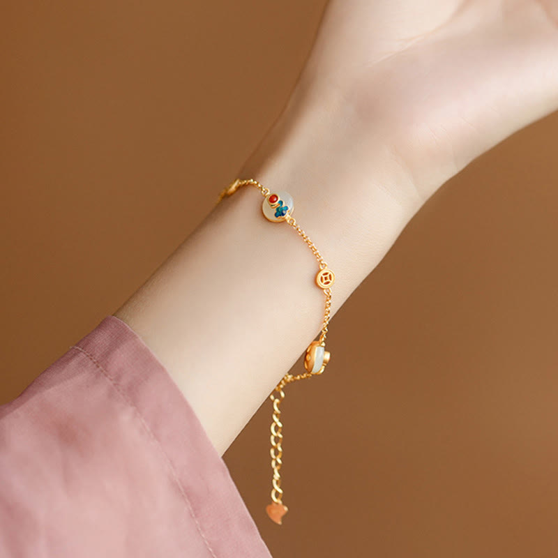 Bracelet porte-bonheur en jade nuages ​​propices pour la prospérité