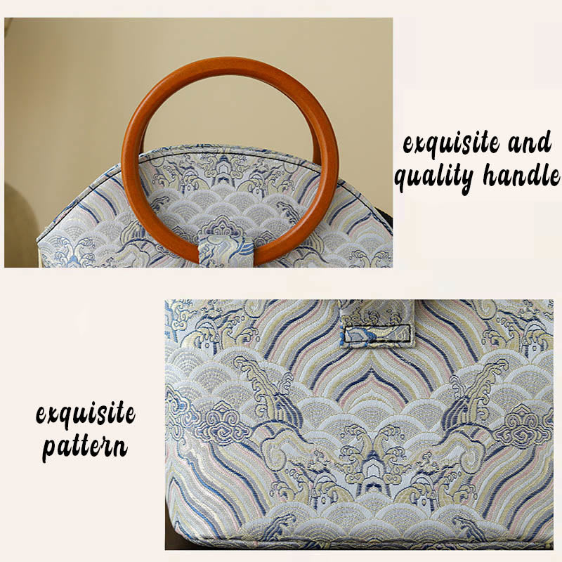 Sac à main imprimé coquillages Auspicious Clouds 26 cm Style classique