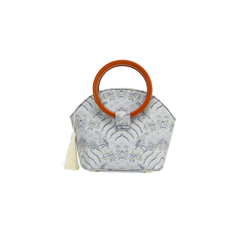 Sac à main imprimé coquillages Auspicious Clouds 26 cm Style classique