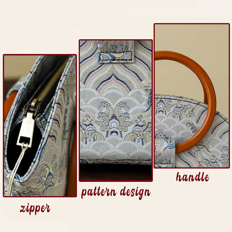 Sac à main imprimé coquillages Auspicious Clouds 26 cm Style classique
