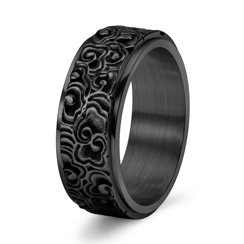 Bague d'équilibre en acier titane Nuages ​​de bon augure - Taille réglable