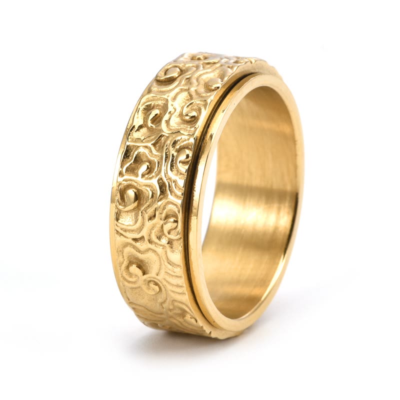 Bague d'équilibre en acier titane Nuages ​​de bon augure - Taille réglable