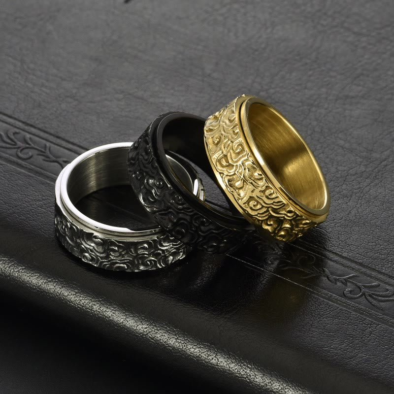 Bague d'équilibre en acier titane Nuages ​​de bon augure - Taille réglable