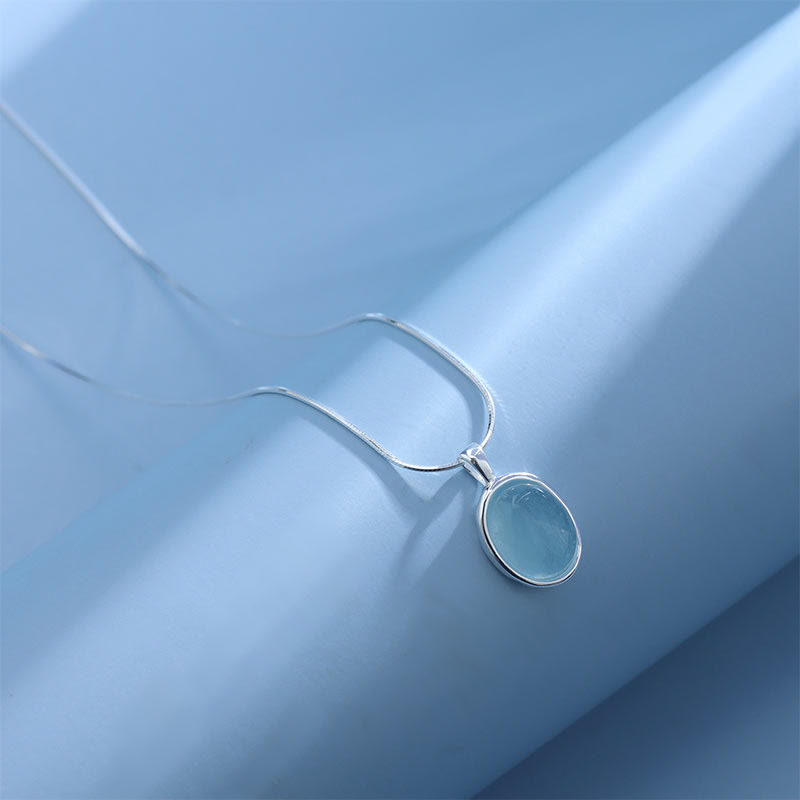 Collier aigue-marine authentique en argent sterling pour la paix