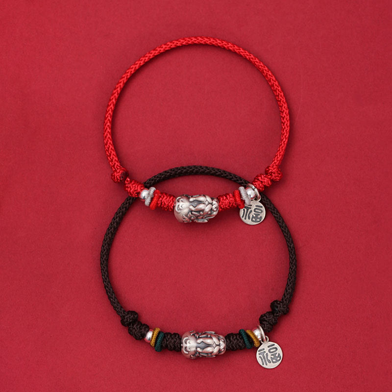 Bracelet tressé PiXiu Prosperity en argent sterling authentique