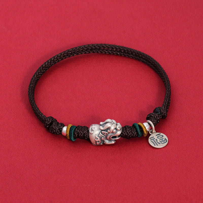 Bracelet tressé PiXiu Prosperity en argent sterling authentique
