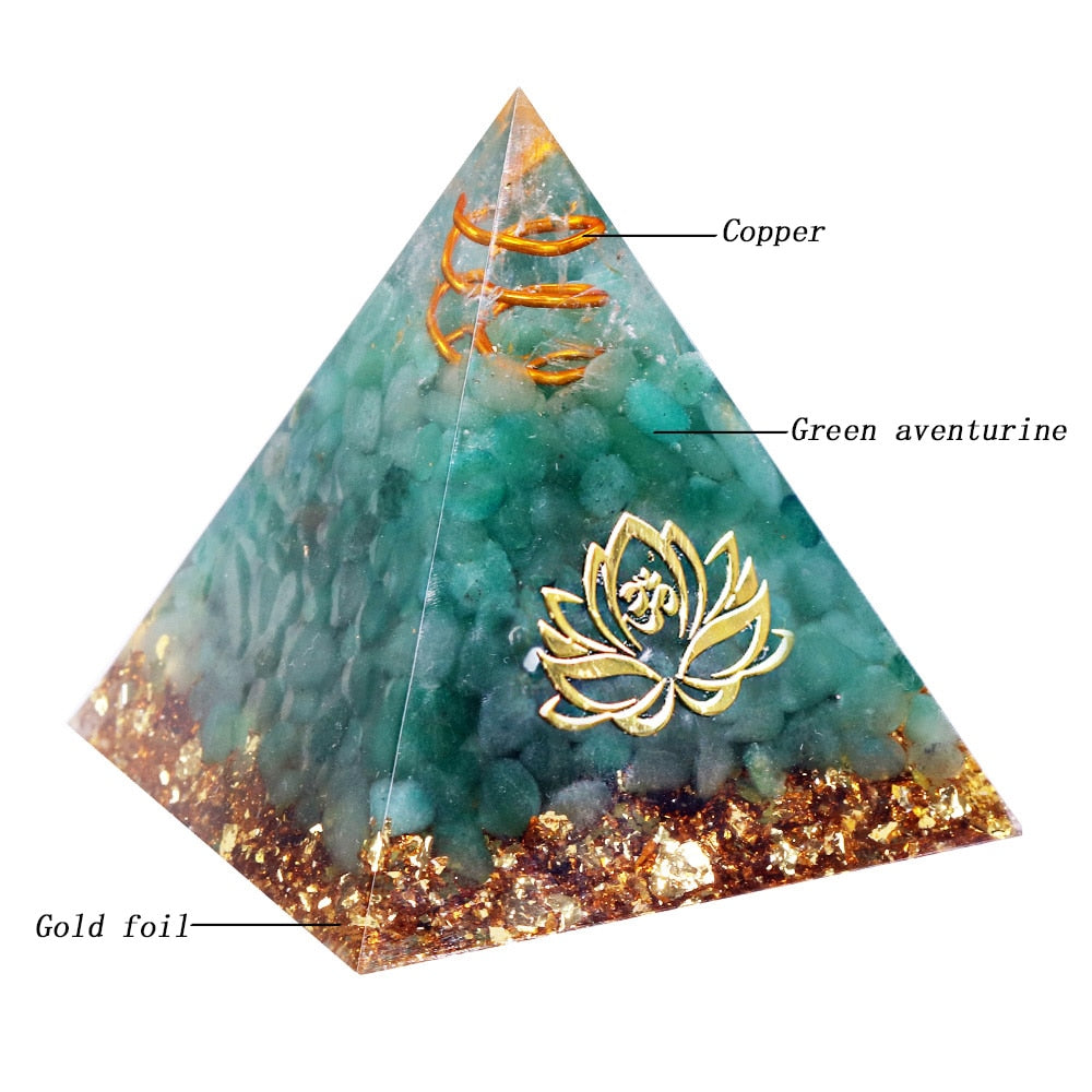 Pyramide d'abondance d'orgone en aventurine