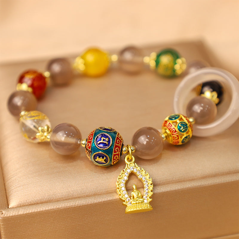 Bracelet en agate grise Focus Positivité 10 mm