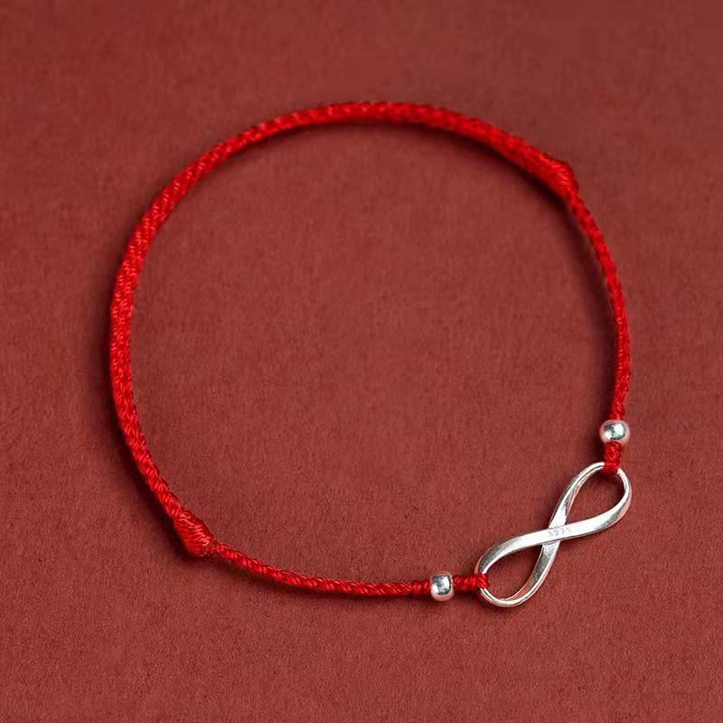925 Sterling Silver Red String Bracelet Endless Knot Protection