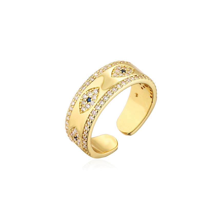 Adjustable Copper Alloy Evil Eye Ring for Luck & Protection
