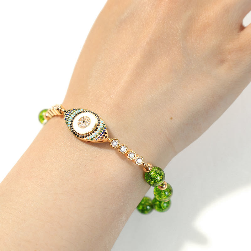 8mm Peridot Evil Eye Abundance Bracelet for Protection