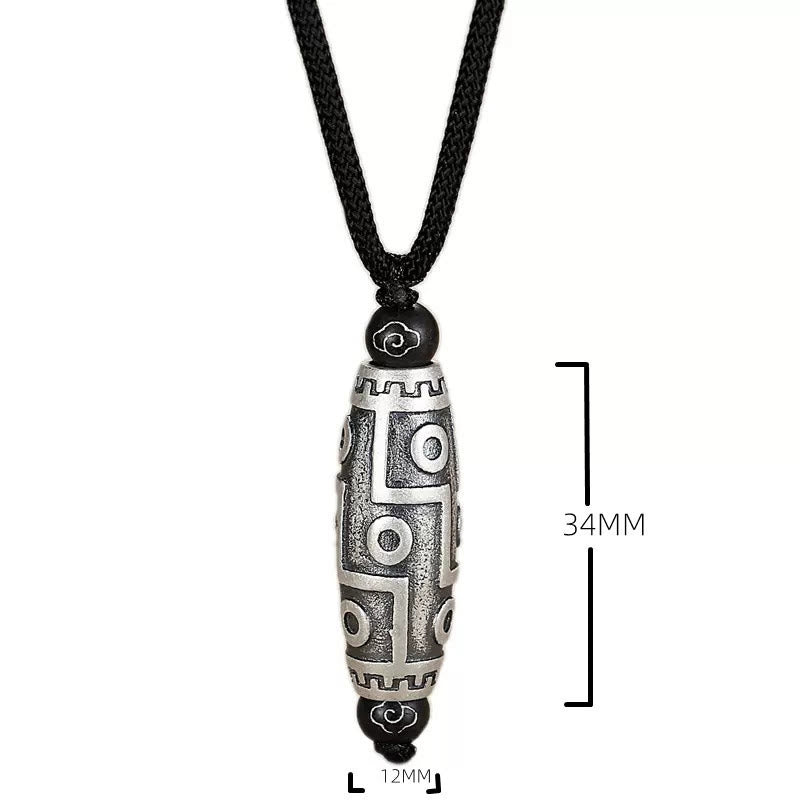 Copper Spiritual Necklace with Nine-Eye Dzi Bead for Wealth & Protection