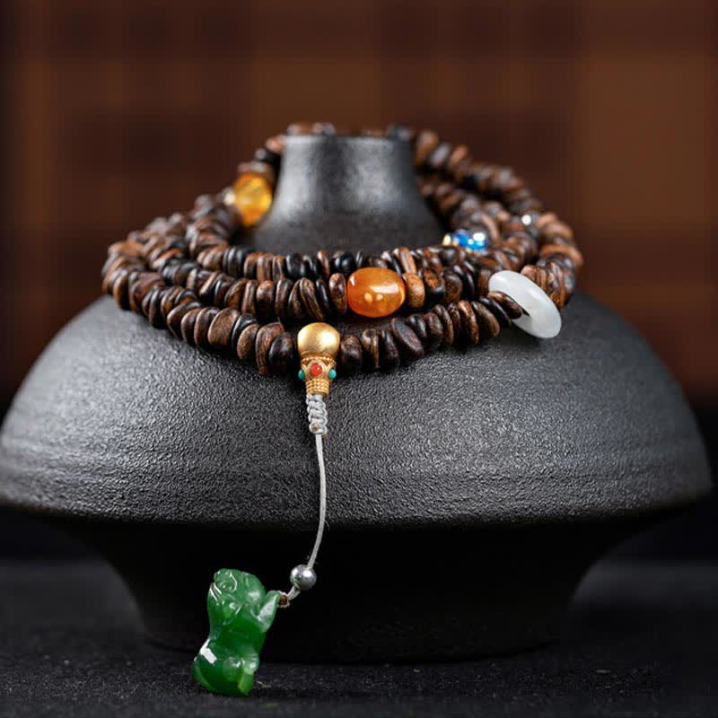 108 Mala Beads Agarwood Bracelet for Peace & Strength