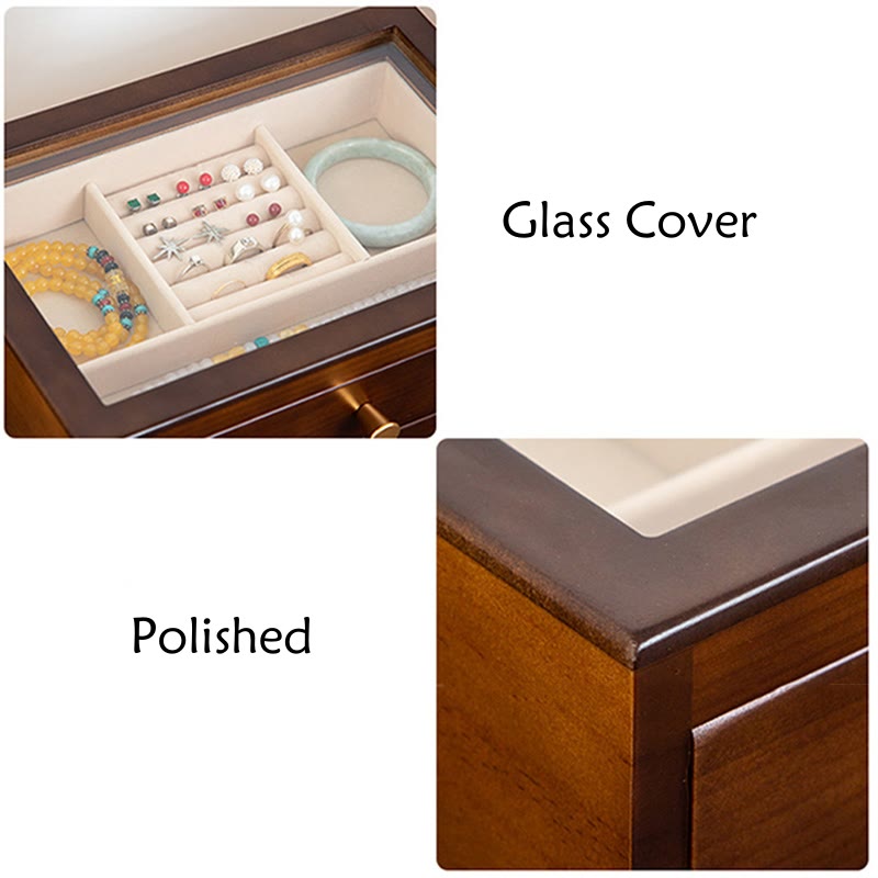 Three Layers Solid Wood Jewelry Box with Drawer | Spiritual Storage