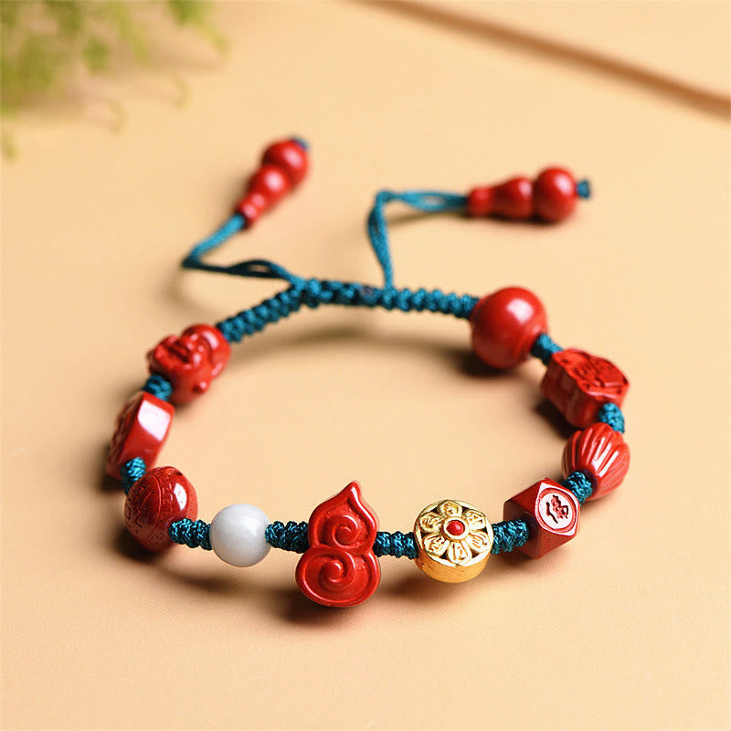 Bracelet en fil de cinabre naturel avec bénédiction Om Mani Padme Hum