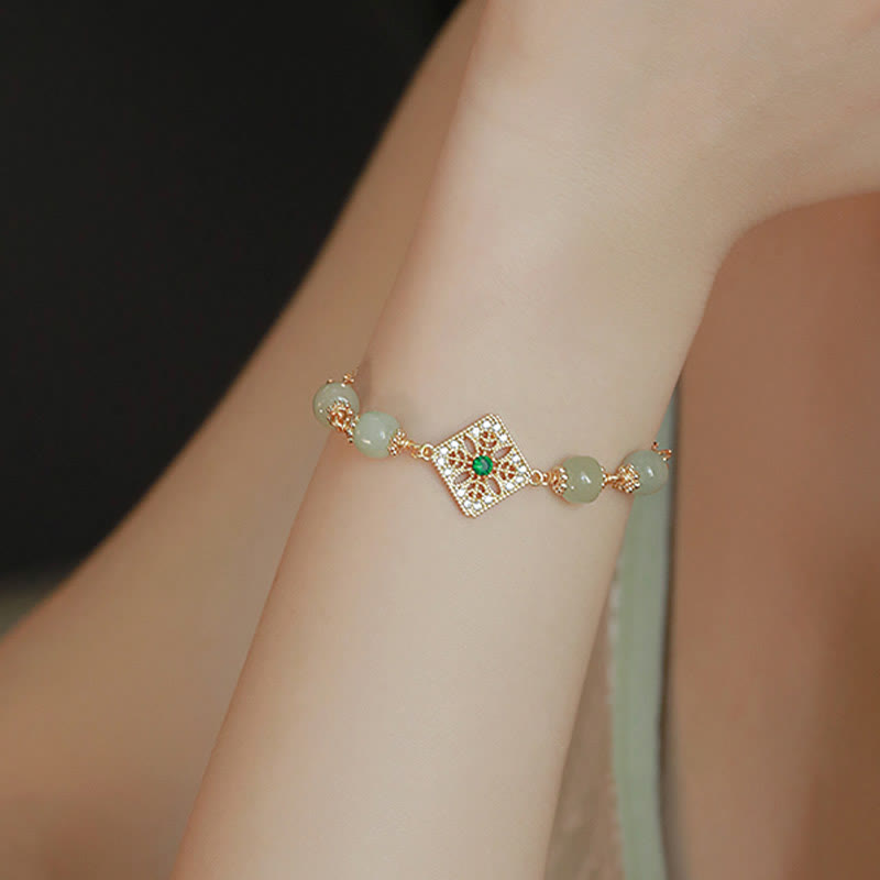 Natural Hetian Jade Prosperity Bracelet 14-15cm