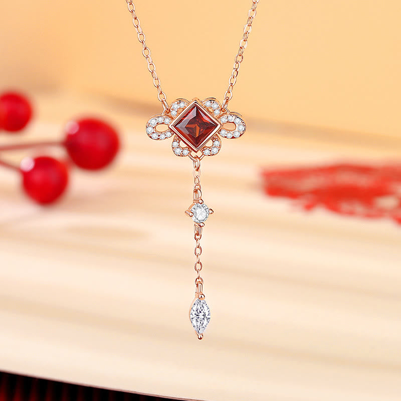 925 Sterling Silver Red Zircon Spiritual Jewelry Set