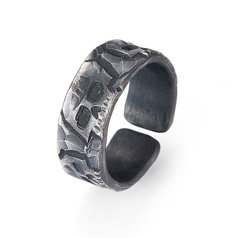 999 Sterling Silver Skeleton Pattern Spiritual Ring for Protection