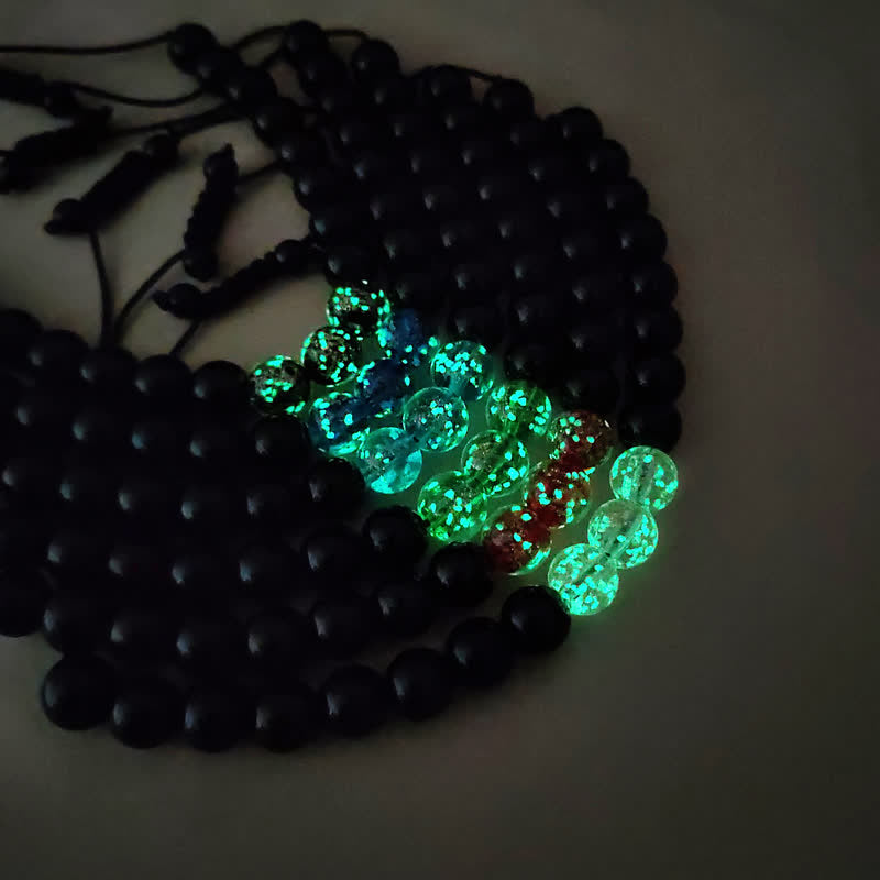 10mm Black Obsidian Strength Bracelet with Glowstone