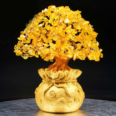 Arbre à argent en citrine naturelle, décoration Feng Shui pour la prospérité