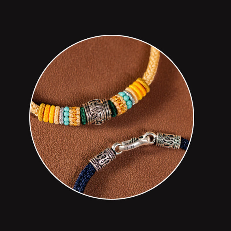 Om Mani Padme Hum Silver Bracelet | Tibetan Purity Braided