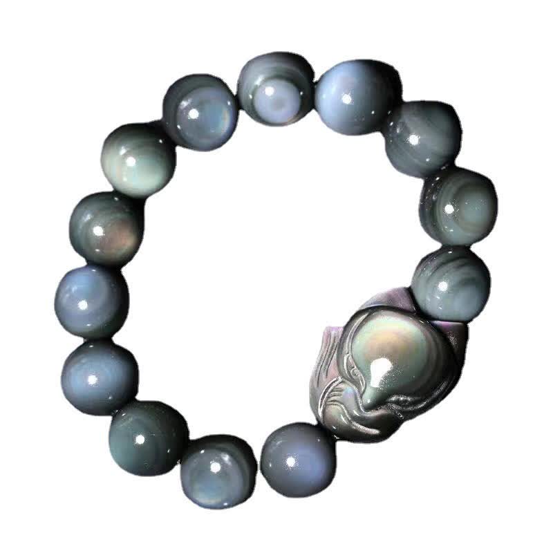 Rainbow Obsidian Healing Bracelet with Fox Charm
